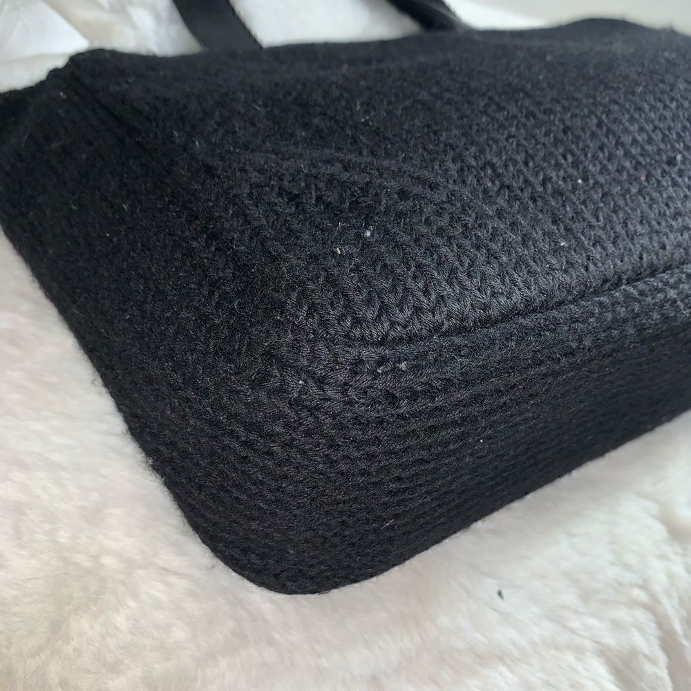 Authentic Prada Knit Leather Trim Satchel Black - Picture 6 of 15
